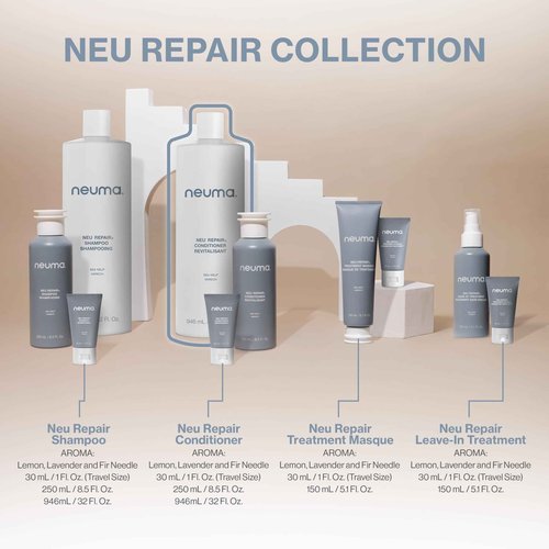 Neuma Neu Repair Conditioner 32 Fl. Oz. Sulfate Free Paraben Free Repairing Conditioner - Fortifies, Revitalizes, Strengthens, Nourishes, Moisturizes, Lemon, Lavender & Fir Needle Scent