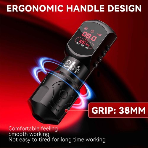 Tattoo Gun 4.0mm Stroke Length Wireless Tattoo Machine with Ultra OLED Display Screen Tattoo Pen with 1500mAh Battery Compact Lightweight Design for Tattoo Beginners and Artists