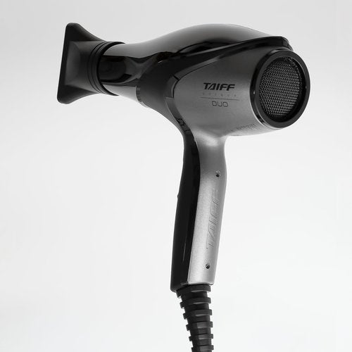 Taiff Unique Duo Hair Dryer | Professional Ionic Ceramic Hair Dryer | Dual Voltage Titanium Tourmaline Blow Dryer | 1875W Salon Quality Dryer for Travel & Home | Grey