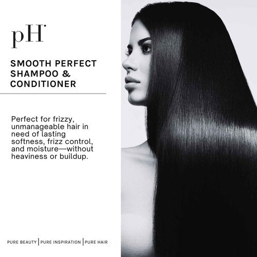 pH PURE HAIR Smoothing Duo - Anti-Frizz Shampoo and Conditioner Set - Sulfate-Free Hydrating Shampoo Conditioner for Dry Hair & Curly Hair - Soft, Healthy, Manageable Locks - 8.45 oz each