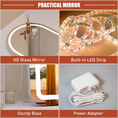 AOBEO Makeup Mirror with Lights, 18" x 22" Vanity Mirror, 3 Color Modes, Dimmable Light, 360 Rotation