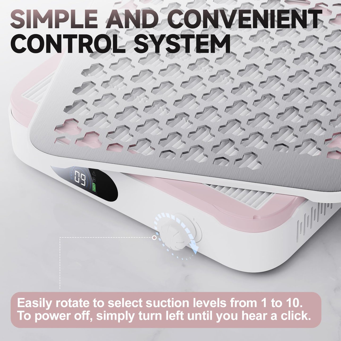 48W Cordless Nail Dust Collector with 10 Speed Settings, Powerful Suction Nail Vacuum for Manicure Table, Resin/Nail Dust Cleaner for Acrylic & Gel Nails, Salon & Home Use