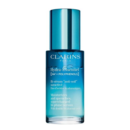 Clarins Hydra-Essentiel Bi-Phase Face Serum | Intense Hydrating Serum| 60 Seconds to Plumper Skin* | 24H Hydration* | Double Dose Of Hyaluronic Acid | Lightweight | All Skin Types | 1 Fl Ounce