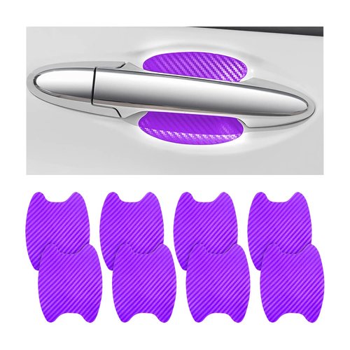 8PCS Car Door Handle Sticker, Carbon Fiber Anti-Scratches Car Door Cup Protector, Non-Marking Auto Door Handle Protective Film, Self-Adhesive Door Side Paint Protector for All Cars (Purple/8PCS)