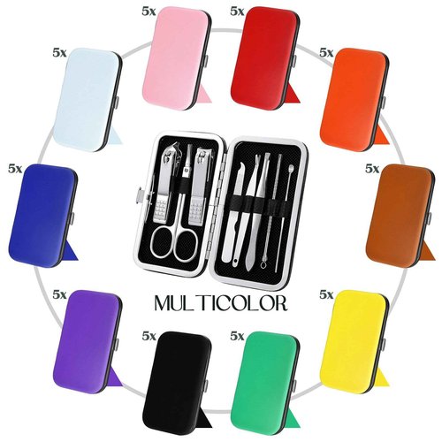 WILLBOND 50 Sets Manicure Set Bulk for Women, 8 in 1 Nail Clippers Kit with Travel Case, Nail Care Kit Stainless Steel Pedicure Grooming Tools for Family(Classic Style)