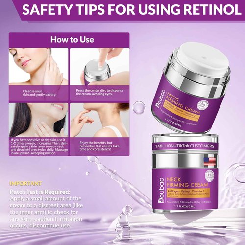 Advanced Neck Firming Cream – 3% Retinol & Hyaluronic Acid for Wrinkle Reduction, Lifting & Skin Tightening – Anti-Aging Moisturizer for Face, Neck & Décolleté – Deep Hydration, 3.4 FL（2 bottle）.