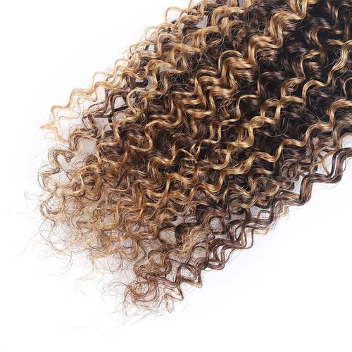 LOIUMGUU T1BP4/27 Honey Blonde Bundles Ombre Brown Kinky Curly Bundles 18 20 22 Inch Brown Mixed Blonde Human Hai Unprocessed Virgin Hair Extensions Double Weft