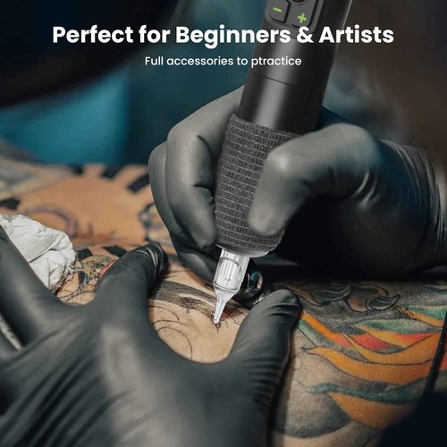 Wireless Tattoo Machine Gun Kit: GEEKERA Wireless Rotary Pen Gun with Power Supply - Professional Tattoo Supplies for Artists - Home Studio & Outdoor Use