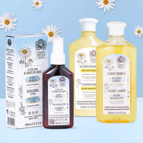 Camomila Intea Kids 3-In-1 Hair Lightener Kit - Blonder Lightening Set with Chamomile Extract - Lotion, Shampoo and Conditioner