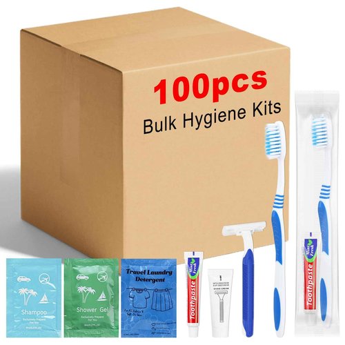 skourvut Bulk Hygiene Kits Travel Size Toiletries,Homeless Kit for Homeless,Toiletry Kits Homeless Bulk for Women,Men,Travel,Charity and Hotel100