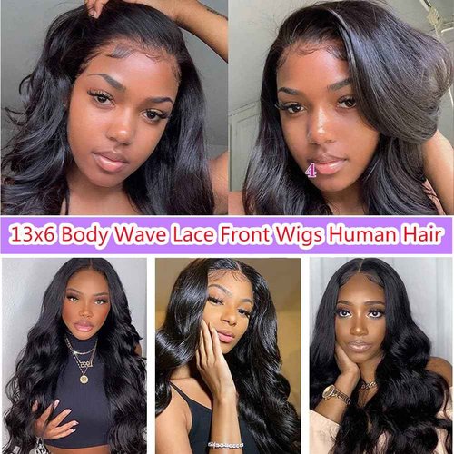 JTMMP 14 Inch 13x6 Lace Front Wigs Human Hair 200% Density Body Wave Lace Front Wig Human Hair HD Transparent Natural Color