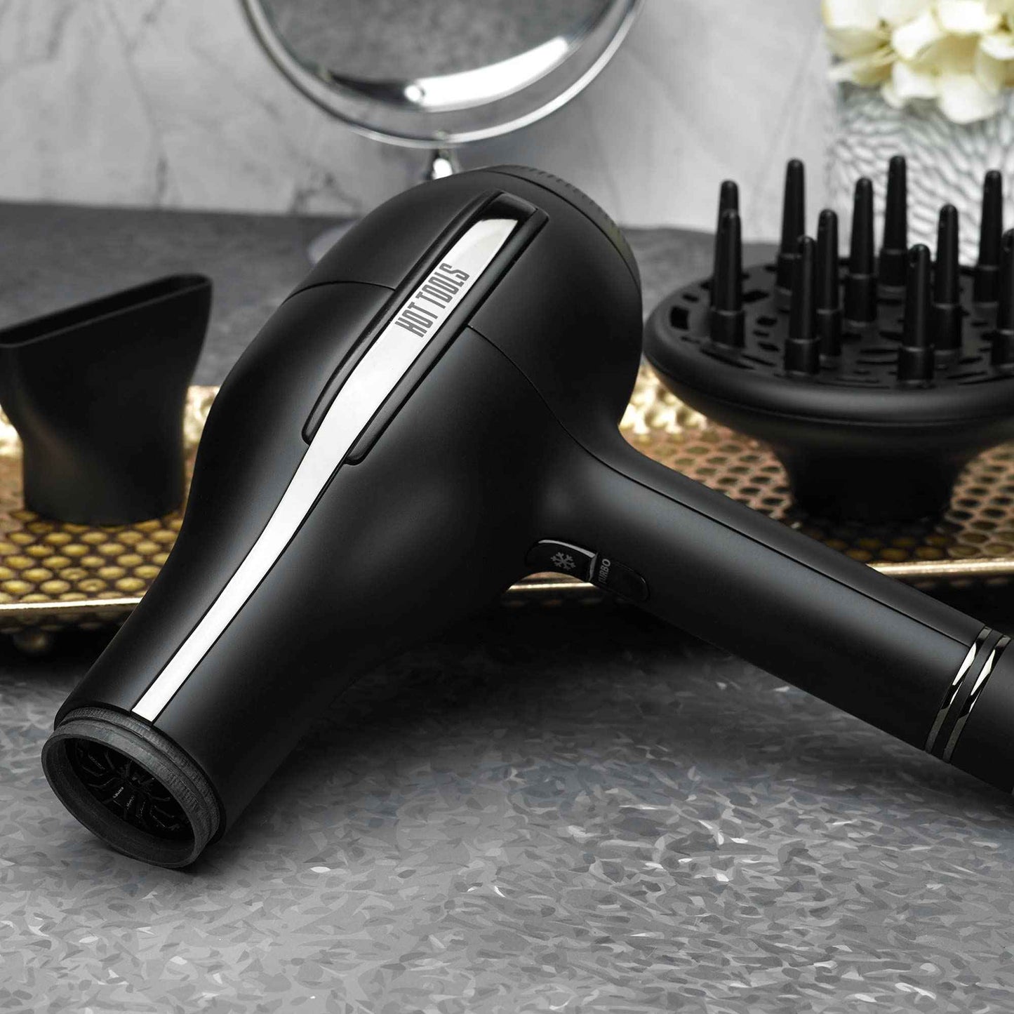 HOT TOOLS Pro Artist Black Gold Hair Dryer - Fast Drying with Even Heating for Less Damage and Dual Voltage, Travel Hair Dryer - 2000 Watts