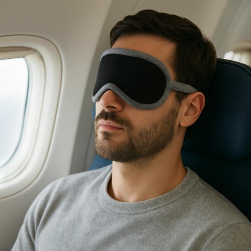 Jet&Bo 100% Pure Cashmere Eye Mask Black & Gray in Gift Box