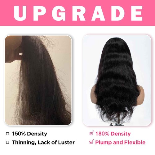 5x5 HD Lace Closure Wigs Human Hair Body Wave Lace Front Wigs for Black Women 100% Virgin Human Hair Pre Plucked with Baby Hair 180% Density Glueless Wigs Natural Black Color 20Inch