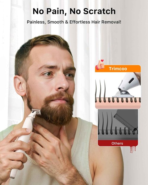 Trimcoo 2025 Upgraded Beard & Nose Hair Trimmer Kit, [All-in-One] 12 in 1 Rotating Comb, Travel Body Hair Electric Shaver for Men, USB-C Fast Charging, Painless Razor Waterproof Wet/Dry, Black(Pack)