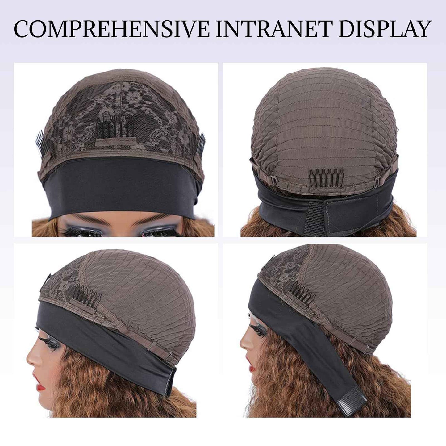 26Inch Ombre Highlight Headband Wig Human Hair Deep Wave 4/27 Honey Blonde Human Hair Headband wigs for Black women Glueless None Lace Front Wig Machine Made 180% Density Curly Half Wig Human Hai