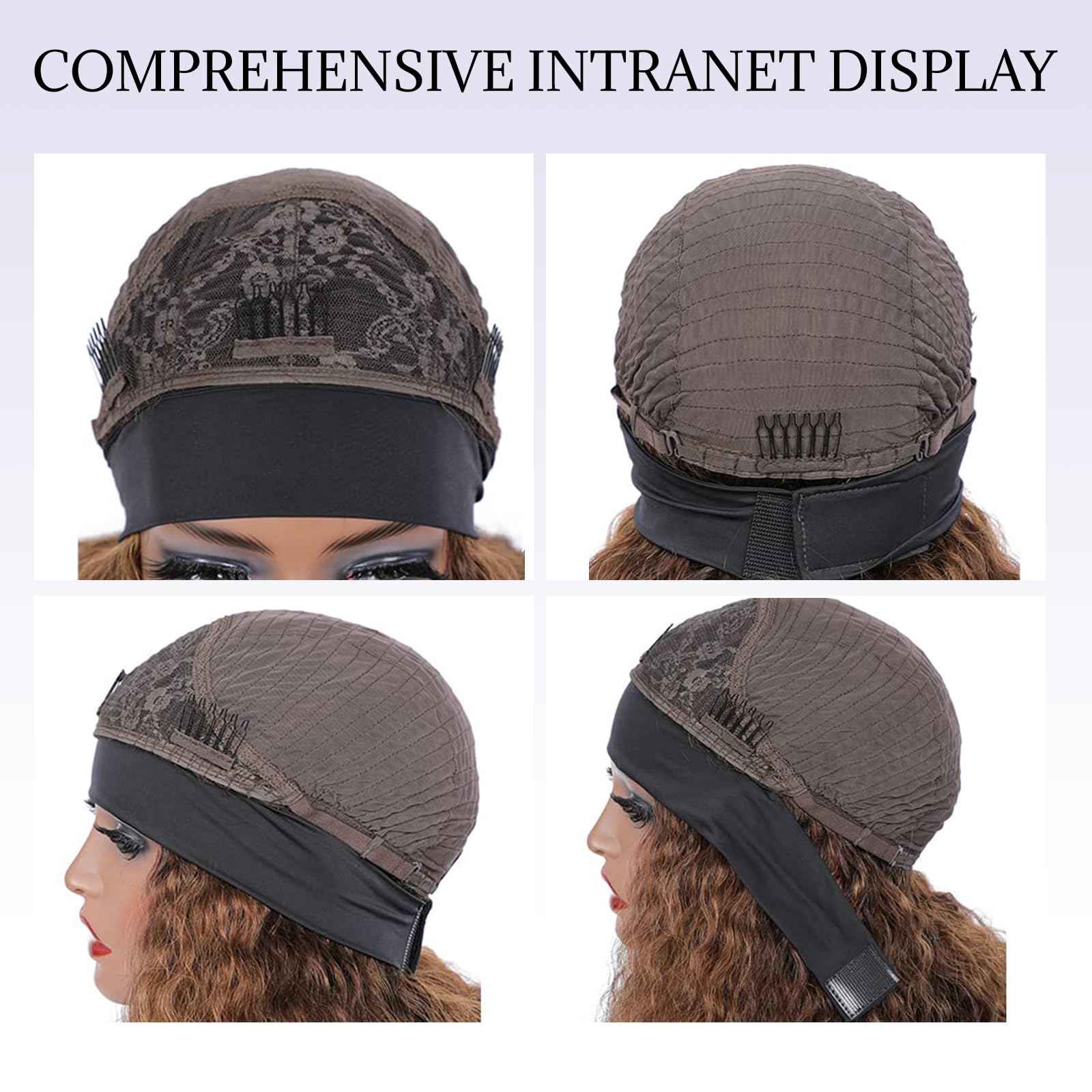 26Inch Ombre Highlight Headband Wig Human Hair Deep Wave 4/27 Honey Blonde Human Hair Headband wigs for Black women Glueless None Lace Front Wig Machine Made 180% Density Curly Half Wig Human Hai