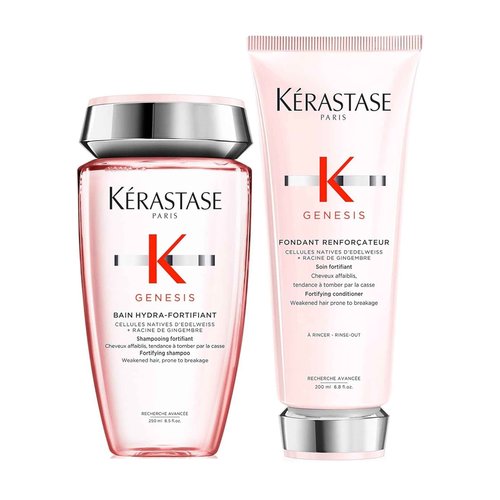 Kerastase Genesis Hydra-Fortifiant Shampoo & Conditioner Set For Fine or Oily Hair - Strengthens Weak Strands and Protects Against Breakage, Silicone-Free