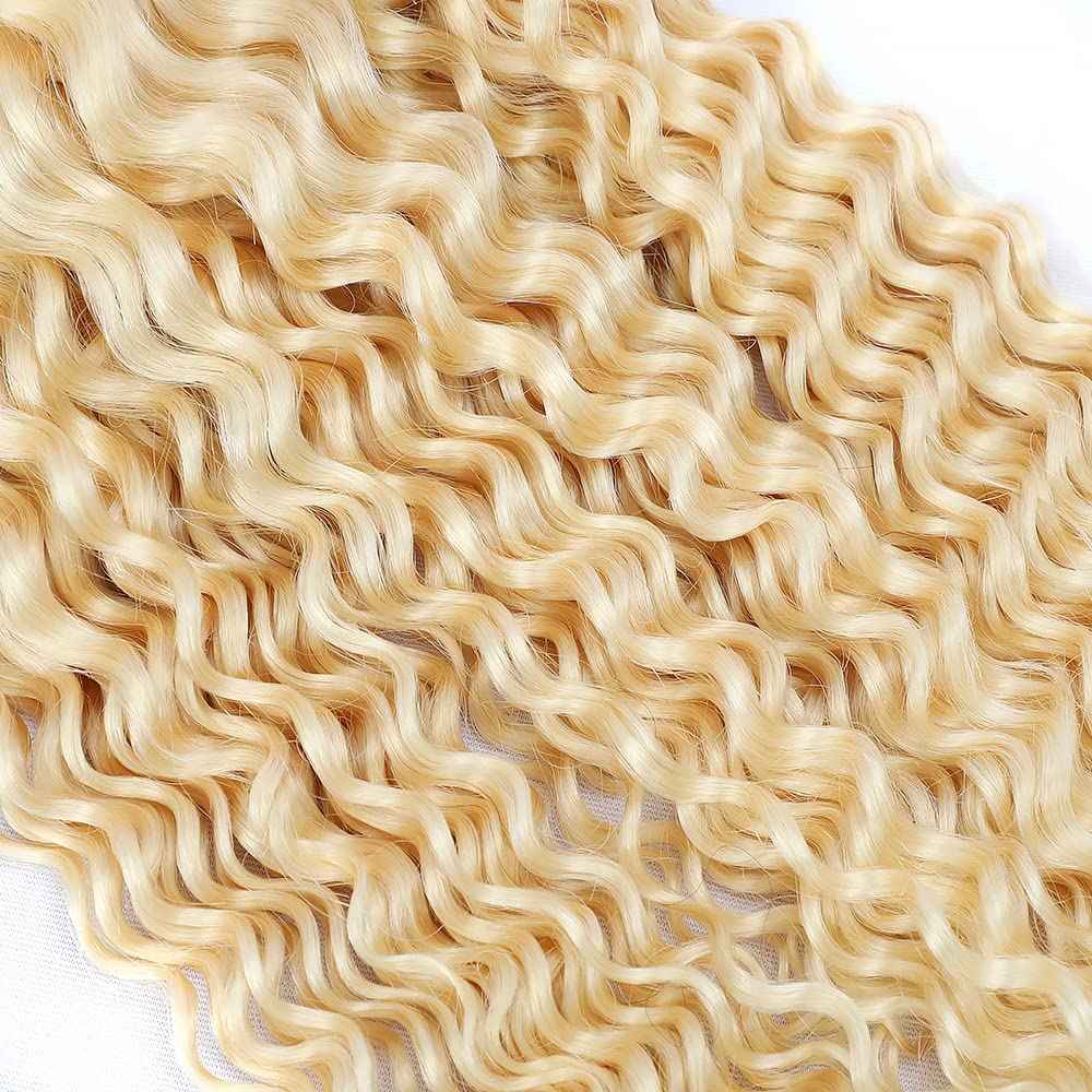 34 34 34 Inch Blonde Deep Wave Bundles Human Hair Brazilian Unprocessed Virgin Hair Color 613 Deep Wave Bundles