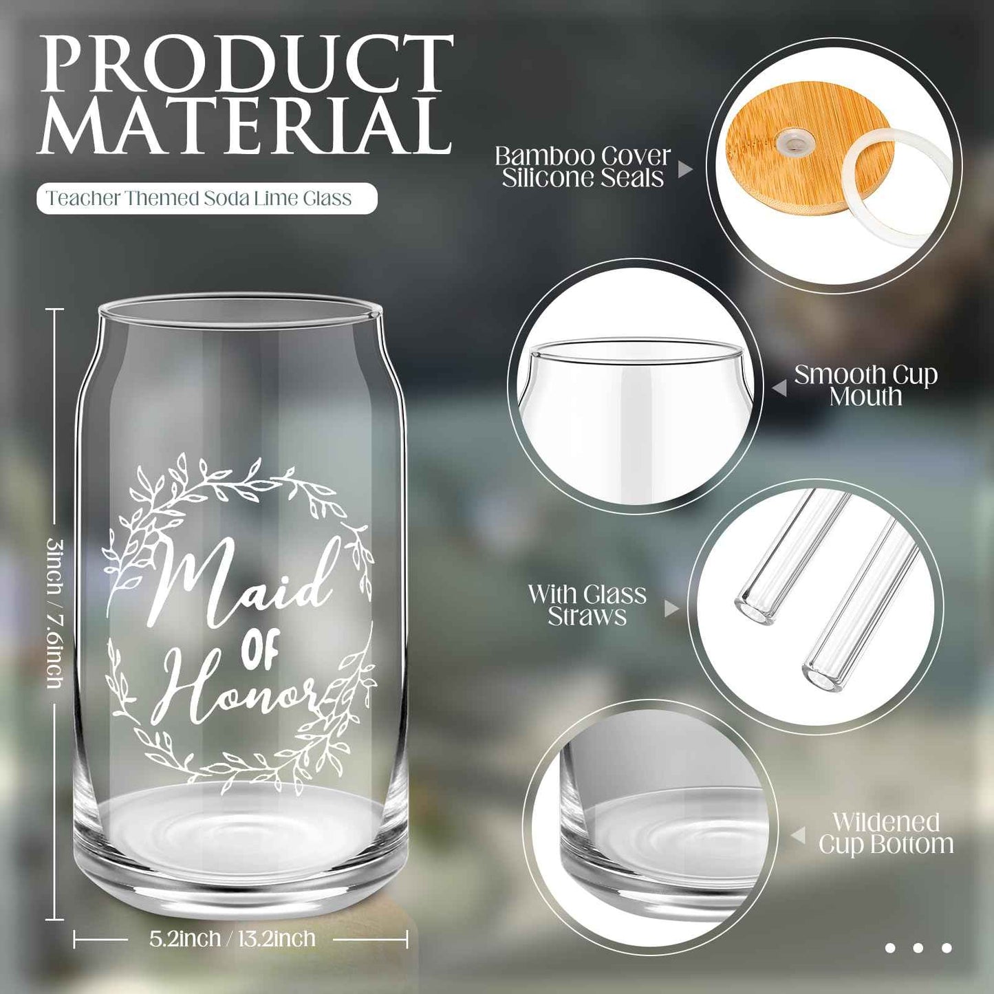 Irenare 48 Pcs 8 Set Bridesmaid Proposal Gifts Maid of Honor Gifts Bridal Shower 16oz Glass Cups Cosmetic Makeup Bags Invited Cards Scrunchies Hair Knotted Bracelets Diamond Pens(Blue)