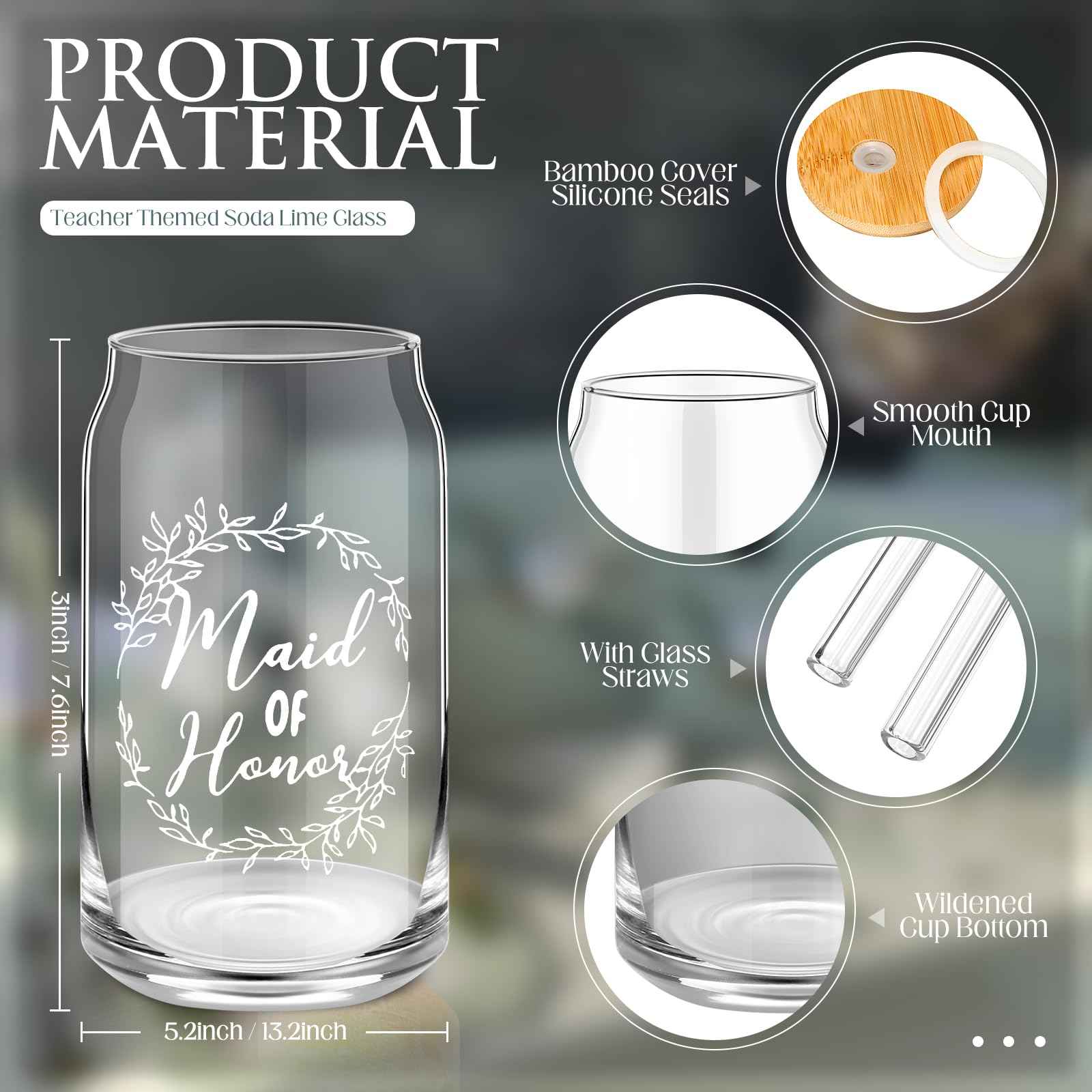 Irenare 48 Pcs 8 Set Bridesmaid Proposal Gifts Maid of Honor Gifts Bridal Shower 16oz Glass Cups Cosmetic Makeup Bags Invited Cards Scrunchies Hair Knotted Bracelets Diamond Pens(Blue)