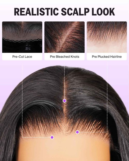 Megalook hair 6x5 Glueless Wigs Human Hair Pre Plucked Pre Cut 210% Density for Women Drawstring Wig Human Hair with Baby Hair Wear and Go Body Wave Wig Pre Plucked with Natural Hairline(20 Inch)