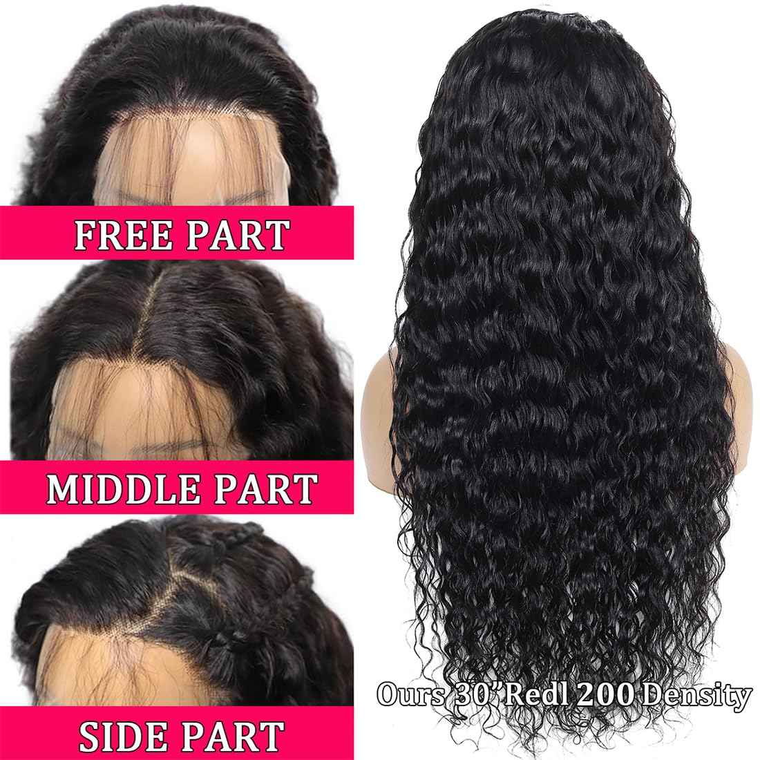 Lovelyworld Deep Wave Lace Front Wigs Human Hair 200 Density 13X4 HD Deep Curly Lace Front Human Hair Wig Lace Frontal Human Hair Wigs for Women 28 inch