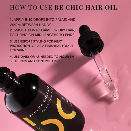 BE CHIC Hair Oil by Becker Chicaiza – Certified Vegan, Lightweight, Frizz Control, Shine Enhancing Hair Oil for All Hair Types, Leaves Hair Feeling Nourished and Soft 2 fl oz