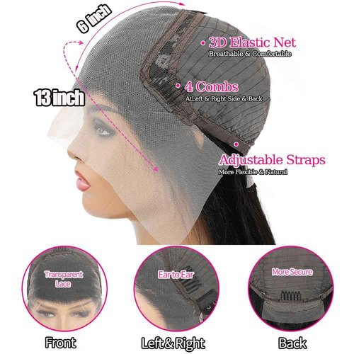 Espive 13x6 Deep Wave Lace Front Wigs Human Hair 200 Density HD Lace Frontal Wigs Glueless Curly Wigs Human Hair Pre Plucked with Baby Hair Wet And Wavy Wigs for Black Women 32inch (Black, 32IN)
