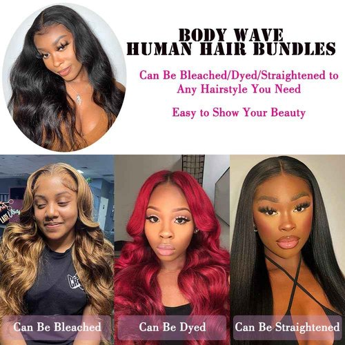 Hullran 12A Human Hair Bundles 14 16 18 18 Inch Body Wave Bundles Human Hair Extensions 400g Unprocessed Brazilian Virgin Body Wave 4 Pieces Deals Brazilian Quick Weave Natural Black Wavy Extensions