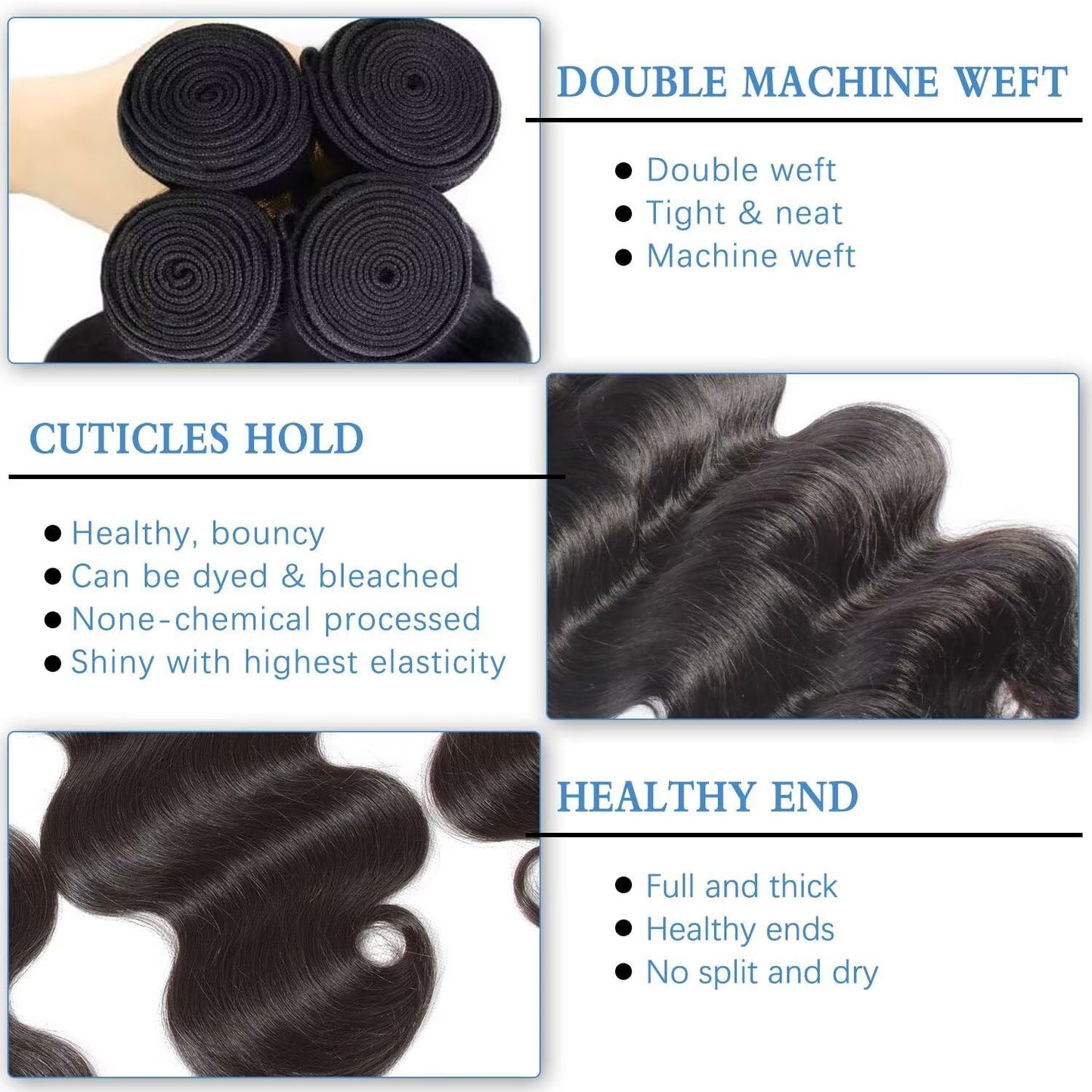 12A Human Hair Bundles 20 22 24 Inch Body Wave Bundles Human Hair 100% Unprocessed Brazilian Virgin Weave 3 Bundle for Women Natural Black Real Body Wavy Human Hair Extensions