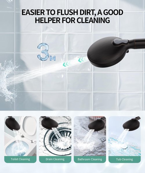 Filtered Shower Head with Handheld, High Pressure 9 Spray Mode Matte Black Showerhead with 4 Filters, Detachable Shower Head, Water Softener Filters Beads for Hard Water - Remove Chlorine
