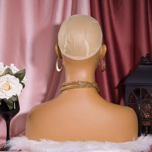 JINGFA PVC Premium Half Body Mannequin Head with Shoulders - Wig Head Stand Perfect for Displaying Wigs, Hats, and Jewelry- Medium Brown Realistic Makeup DH-YH2