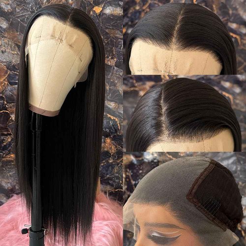 Heberac Black Straight Synthetic Lace Front Wigs13X6 lace are Glueless Pre Plucked Natural Hairline Frontal Lace Wigs Long Lace Front Wigs for Black Women