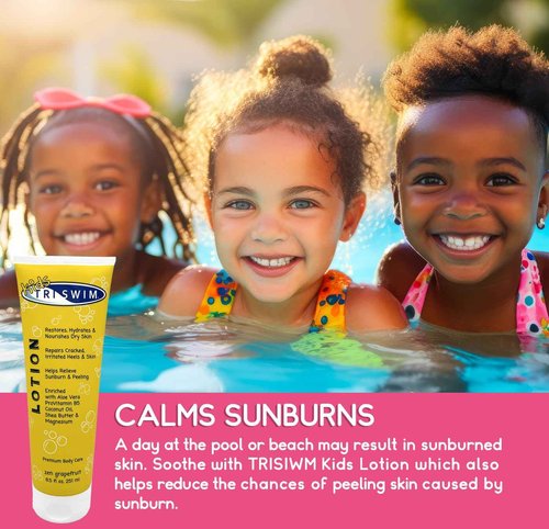 TRISWIM Kids After Swim Value Pack of 4 Travel Mesh Bag + Swim Care Chlorine Removal Body Wash + Swimming Lotion + Swim Shampoo and Conditioner 8.5 fl oz Keep your Little Swimmers Clean and Healthy
