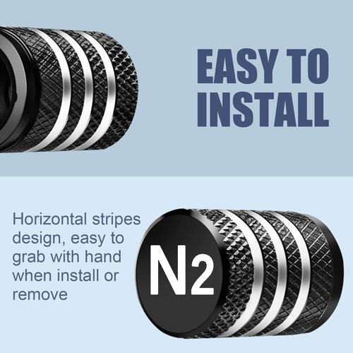 Tire Valve Stem Caps Cover - (5 Pack) Tire Air Cap N2 Nitrogen Metal with Plastic Liner Corrosion Resistant Leak-Proof for Car Truck Motorcycle Bike Black