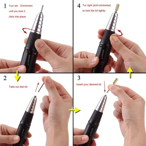 Makartt Nail Drill Handpiece for Up200 Machine Professional Electric File Bundle With 5 in 1 Nail Drill Bits Tungsten Carbide Tapered Drill Bits for Nails Fast Removing Acrylic Nail Hard Gels Cuticle
