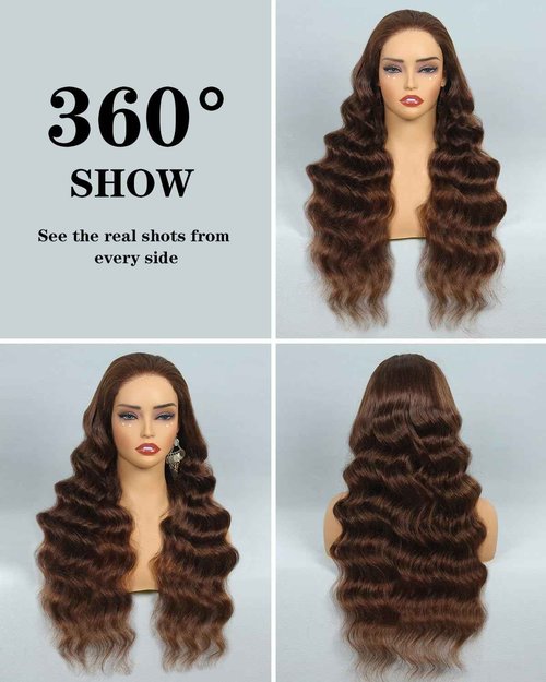 5X5 Glueless Wigs Human Hair Pre Plucked Pre Cut Chocolate Brown Lace Front Wig 24 Inch 5x5 Wear and Go Glueless Lace Closure Wig Body Wave Reglular HD Lace Front Wigs 4# Brown Colored Wig