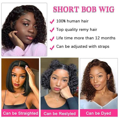Amznlady Curly V Part Wig Human Hair Brazilian Virgin Human Hair Wigs for Black Women Upgrade U Part Wigs Glueless Full Head Clip In Half Wig No Leave Out 180% Density Natural Black 16 Inch