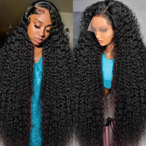 IAMFUPO 26 Inch Lace Front Wigs Human Hair 200 Density HD Frontal Wigs for Women Pre Plucked (Deep Wave, 13x6)