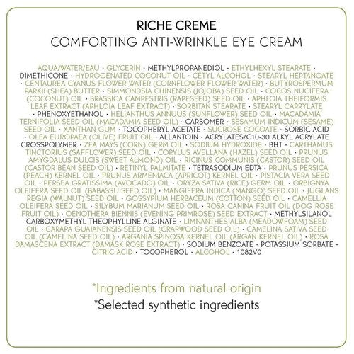 Yves Rocher Eye Cream Riche Crème Comforting Anti-wrinkle with precious oils, for Mature Skin + Dry skin, 14 ml tube