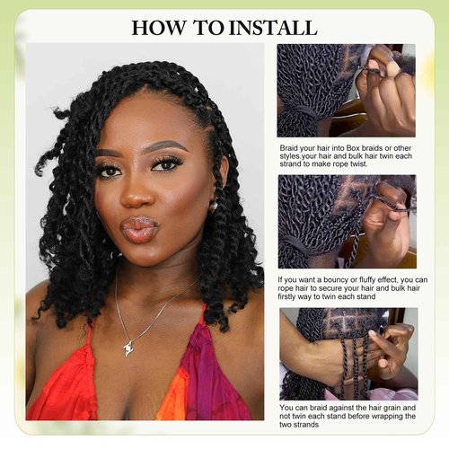 poetically 16 Inch Afro Kinky Curly Human Hair Afro Kinkys Bulk Human Hair 2 Bundles 100/Packs Kinky Twist Hair Curly Hair Extensions for Dreadlocks, Loc Repair,Twists