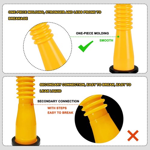 Gas Can Spout Replacement, Gas Can Nozzle Replacement (3 Kits-Yellow). for 1/2/5/10 gallon gas cans. Upgraded replacement gas can spout with flexible nozzle, vent cap, thick rubber pad, spout cover
