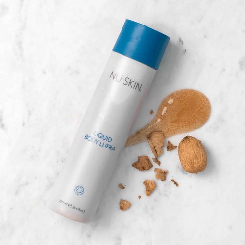 Nu Skin Liquid Body Lufra | Exfoliating and Face Moisturizer, Body Wash For Skin Care | With Ground Walnut Shells, Aloe Vera, Glycerin | Wet skin with Water-work into lather-rinse | 8.4 Fl Oz | 2 Pack