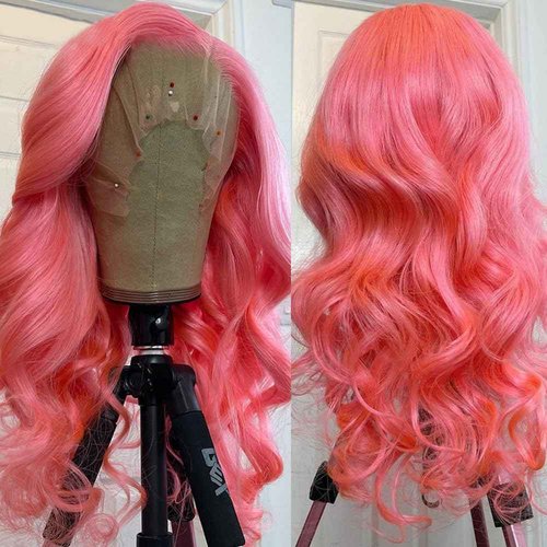 Pink Lace Front Wig Human Hair 200 Density Pink Body Wave Lace Front Wigs Human Hair Pre Plucked Colored 13x4 HD Lace Frontal Wig Glueless Lace Front Wigs 22 Inch