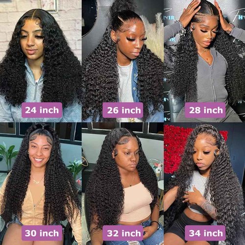 IAMFUPO 26 Inch Lace Front Wigs Human Hair 200 Density HD Frontal Wigs for Women Pre Plucked (Deep Wave, 13x6)