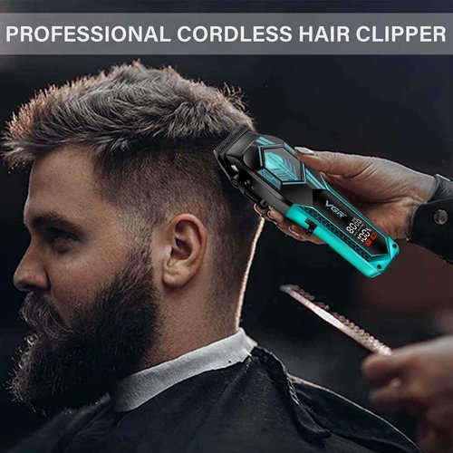 VGR 119 Professional Cordless Hair Clippers for Men, Rechargeable Barber Clippers with Base, Lithium-ion Battery Hair Cutting Machine with BLDC Motor and Ceramic Blades for Home and Barber, Green