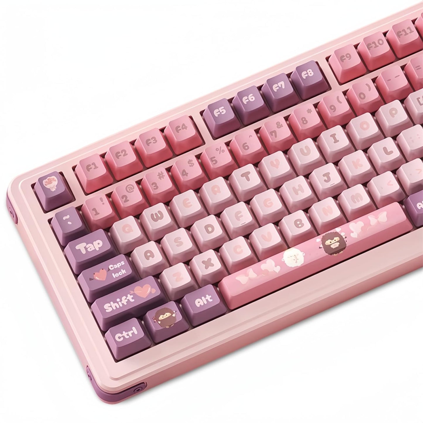ZMX Cute Keyboard Keycaps,PBT Dye-Sub Custom Keycaps Set Cherry Profile 124 Keys Full Size Keycaps for ANSI Layout Cherry MX Switches 75% 60% Mechanical Gaming Keyboard Kawaii Cartoon Keycaps (05)