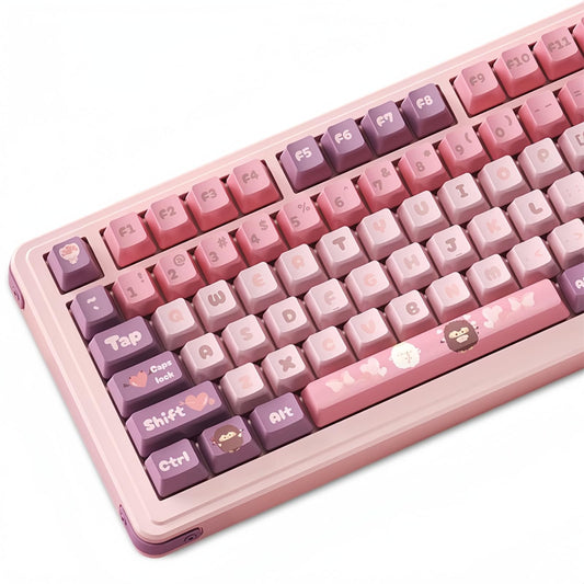 ZMX Cute Keyboard Keycaps,PBT Dye-Sub Custom Keycaps Set Cherry Profile 124 Keys Full Size Keycaps for ANSI Layout Cherry MX Switches 75% 60% Mechanical Gaming Keyboard Kawaii Cartoon Keycaps (05)