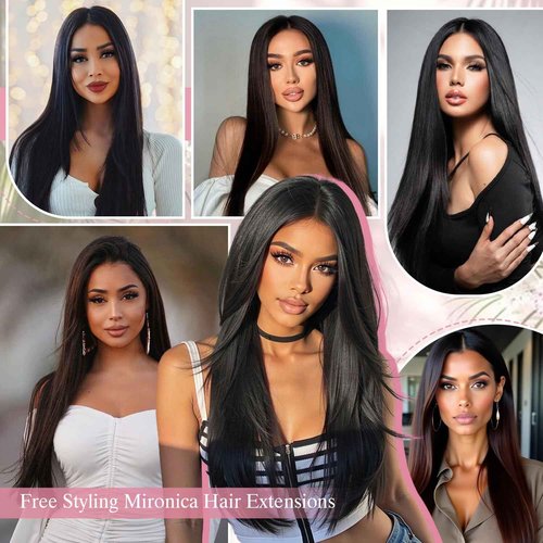 MIRONICA Clip in Hair Extensions Real Human Hair 24 Inch 120g/4.23oz 1B Natural Black Clip in 100% Brazilian Remy Virgin Human Hair Extensions 8pcs Per Set with 20 Clips Double Weft